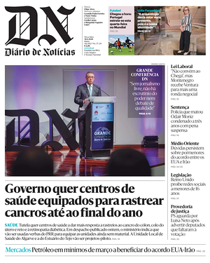 Capa de Diário de Notícias de hoje - Jornal nacionais