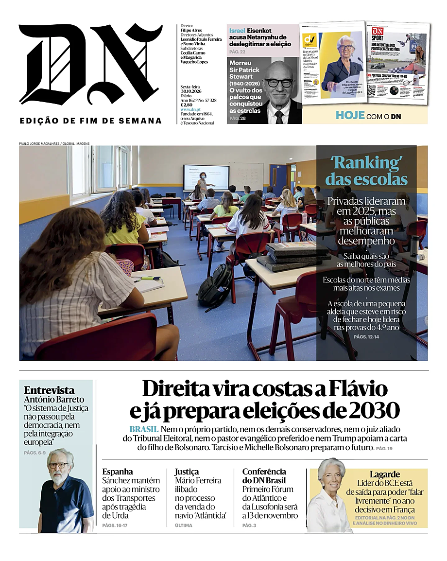 Capa de Diário de Notícias de hoje - Imprensa 30 Outubro 2026