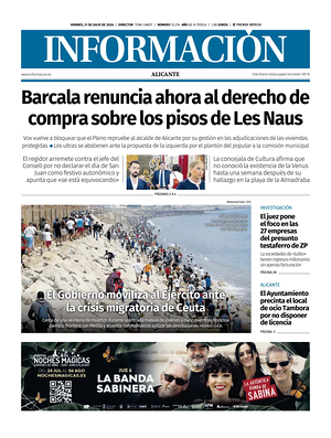 Prima pagina Diario Informacion di oggi - Quotidiano regional