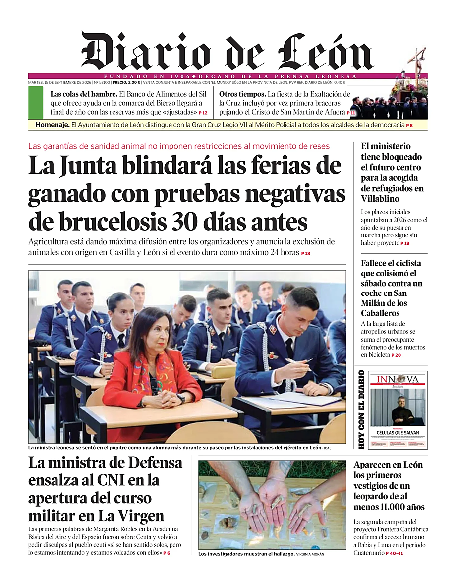 Portada Diario de León de hoy - Quiosco 15 septiembre 2026