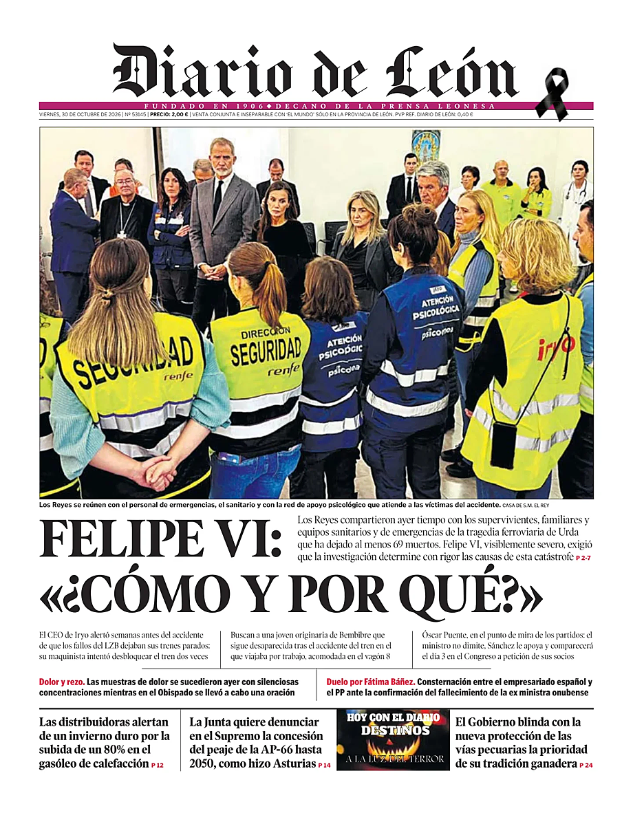 Portada Diario de León de hoy - Quiosco 30 octubre 2026