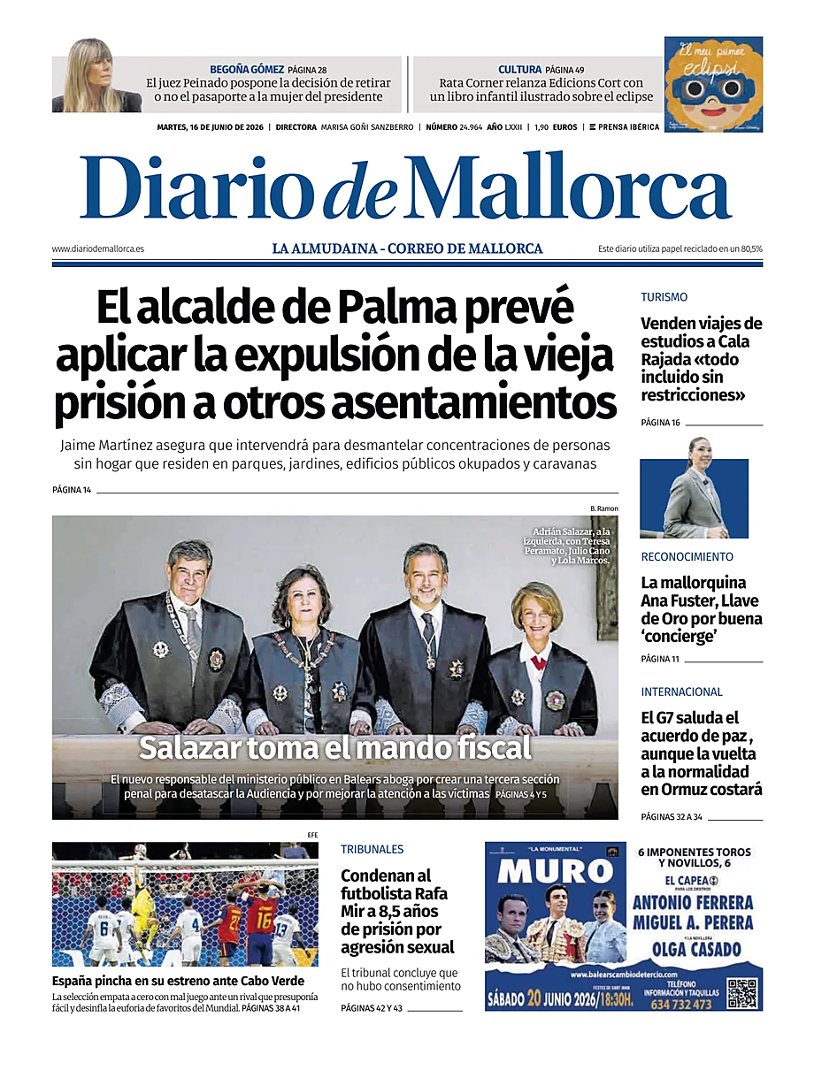 Portada Diario de Mallorca de hoy - Quiosco 16 junio 2026