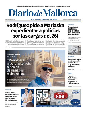 Prima pagina Diario de Mallorca di oggi - Quotidiano regional