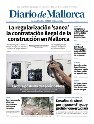 Prima pagina Diario de Mallorca di oggi - Quotidiano regional