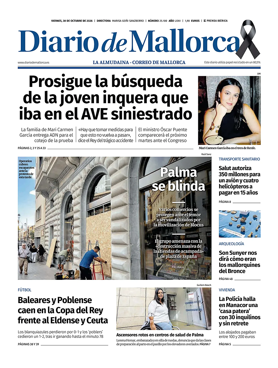 Portada Diario de Mallorca de hoy - Quiosco 30 octubre 2026