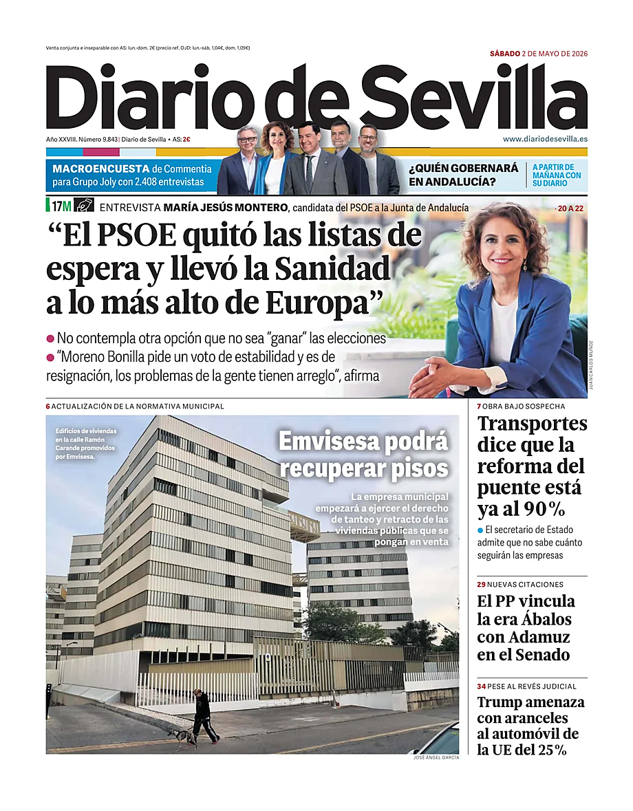 Portada Diario de Sevilla de hoy - Quiosco 2 mayo 2026