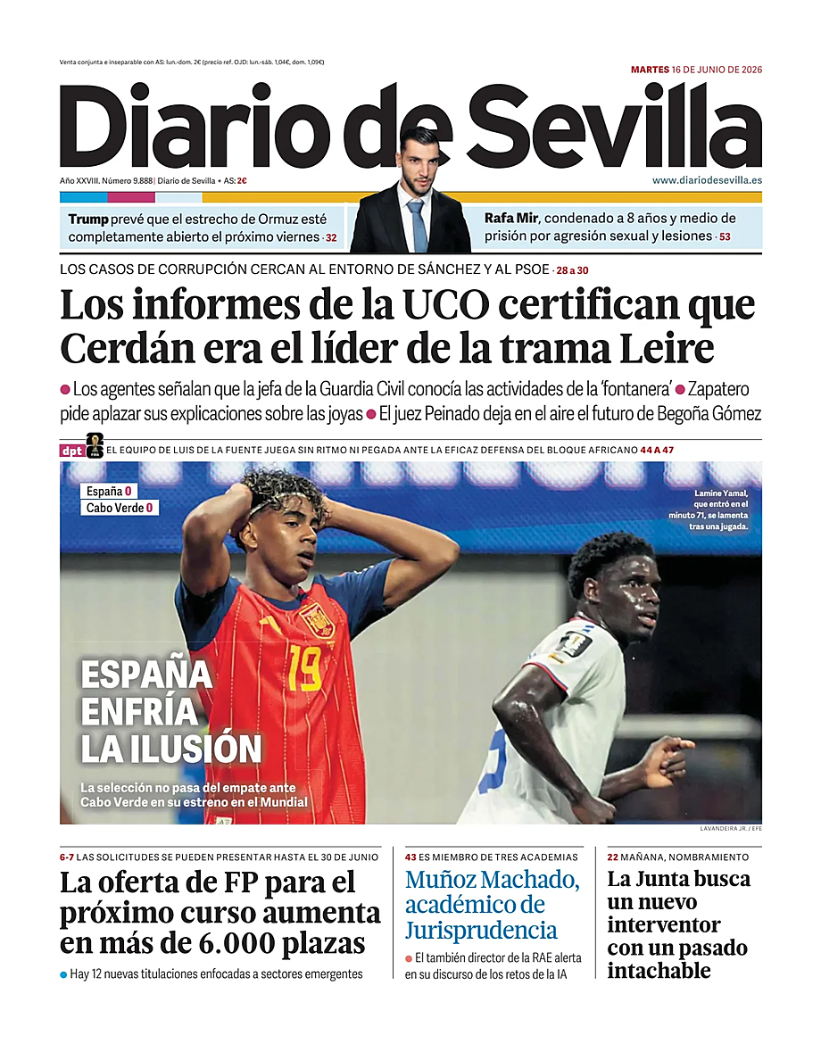 Portada Diario de Sevilla de hoy - Quiosco 16 junio 2026