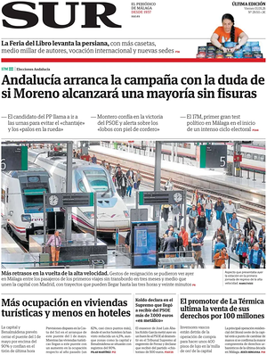 Portada Diario SUR de hoy - Periódico regional