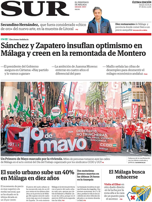 Portada Diario SUR de hoy - Periódico regional