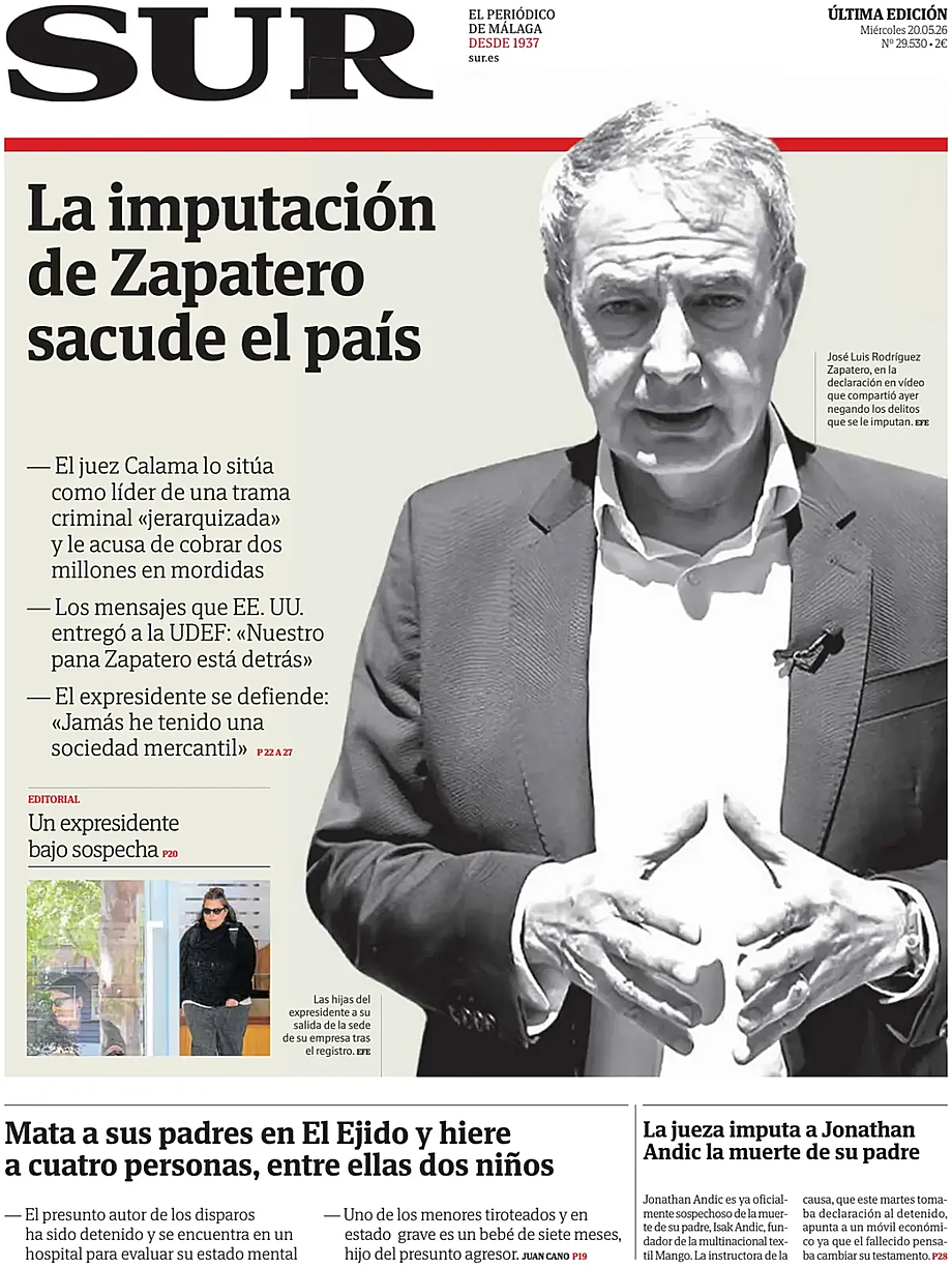 Portada Diario SUR de hoy - Quiosco 20 mayo 2026