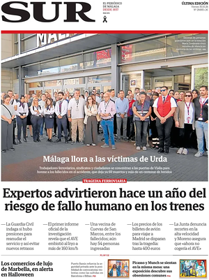 Prima pagina Diario SUR di oggi - Quotidiano regional