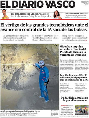 Prima pagina El Diario Vasco di oggi - Quotidiano regional