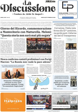 Prima pagina La Discussione di oggi - Quotidiano nazionale