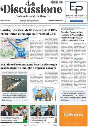Prima pagina La Discussione di oggi - Quotidiano nazionale