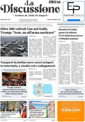 Prima pagina La Discussione di oggi - Quotidiano nazionale