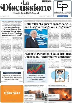 Prima pagina La Discussione di oggi - Quotidiano nazionale