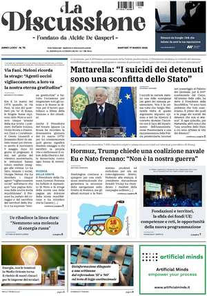 Prima pagina La Discussione di oggi - Quotidiano nazionale