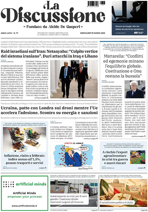 Prima pagina La Discussione di oggi - Quotidiano nazionale