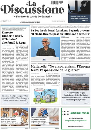 Prima pagina La Discussione di oggi - Quotidiano nazionale