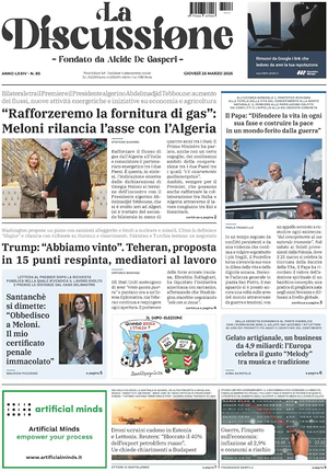 Prima pagina La Discussione di oggi - Quotidiano nazionale