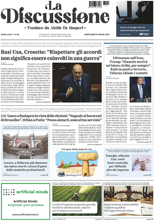 Prima pagina La Discussione di oggi - Quotidiano nazionale