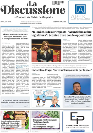 Prima pagina La Discussione di oggi - Quotidiano nazionale