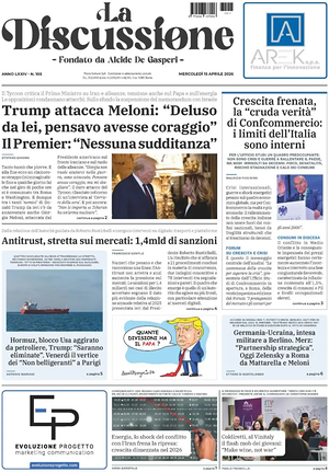 Prima pagina La Discussione di oggi - Quotidiano nazionale