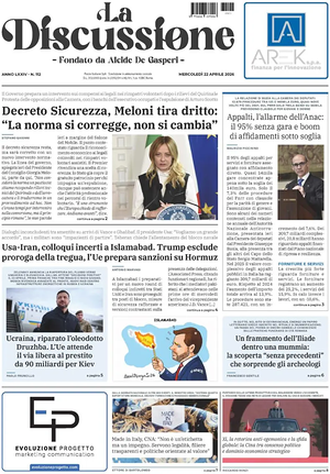 Prima pagina La Discussione di oggi - Quotidiano nazionale