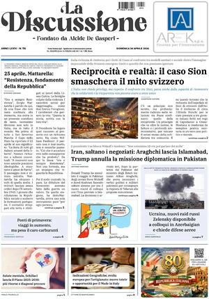 Prima pagina La Discussione di oggi - Quotidiano nazionale