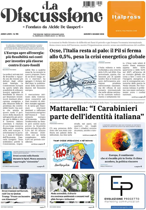 Prima pagina La Discussione di oggi - Quotidiano nazionale