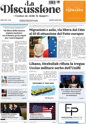 Prima pagina La Discussione di oggi - Quotidiano nazionale
