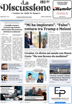 Prima pagina La Discussione di oggi - Quotidiano nazionale