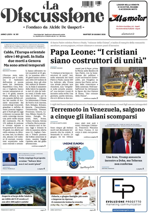 Prima pagina La Discussione di oggi - Quotidiano nazionale