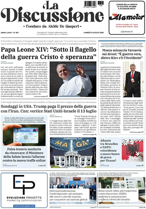 Prima pagina La Discussione di oggi - Quotidiano nazionale