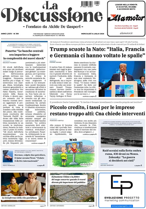 Prima pagina La Discussione di oggi - Quotidiano nazionale