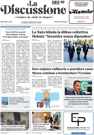 Prima pagina La Discussione di oggi - Quotidiano nazionale