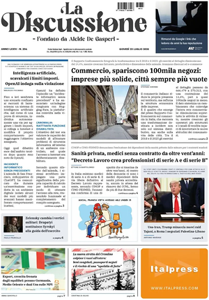Prima pagina La Discussione di oggi - Quotidiano nazionale