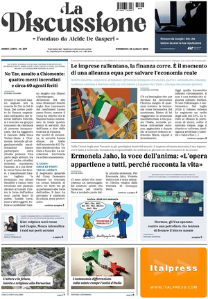 Prima pagina La Discussione di oggi - Quotidiano nazionale