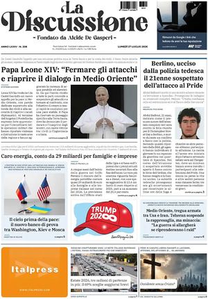 Prima pagina La Discussione di oggi - Quotidiano nazionale