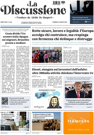 Prima pagina La Discussione di oggi - Quotidiano nazionale