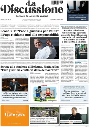 Prima pagina La Discussione di oggi - Quotidiano nazionale