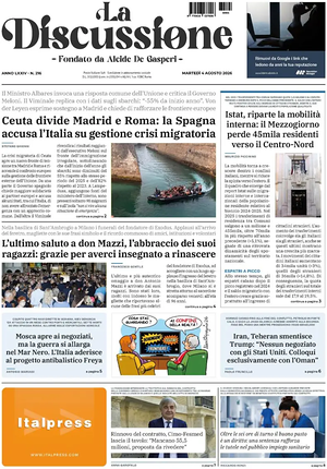 Prima pagina La Discussione di oggi - Quotidiano nazionale