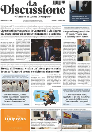 Prima pagina La Discussione di oggi - Quotidiano nazionale