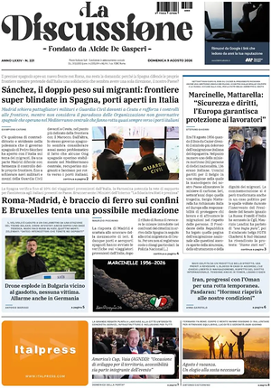 Prima pagina La Discussione di oggi - Quotidiano nazionale