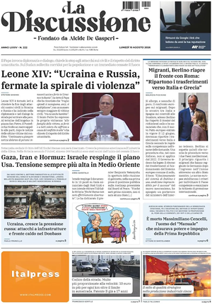 Prima pagina La Discussione di oggi - Quotidiano nazionale