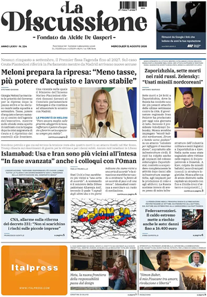 Prima pagina La Discussione di oggi - Quotidiano nazionale