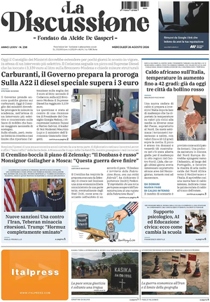 Prima pagina La Discussione di oggi - Quotidiano nazionale
