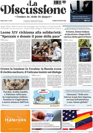 Prima pagina La Discussione di oggi - Quotidiano nazionale