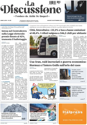 Prima pagina La Discussione di oggi - Quotidiano nazionale