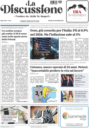 Prima pagina La Discussione di oggi - Quotidiano nazionale
